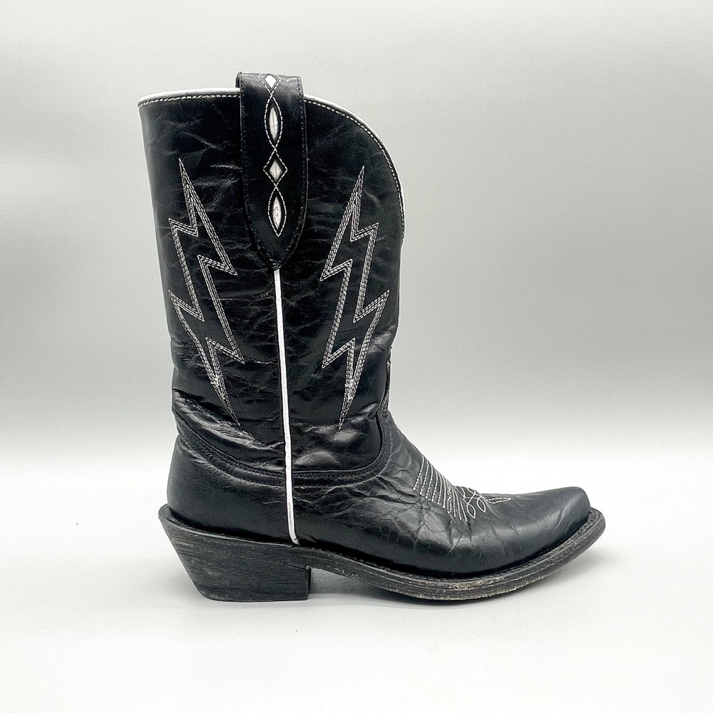 Mexicana Womens 6 Buzz Cowboy Boots Black Leather Western Festival Coastal Boho